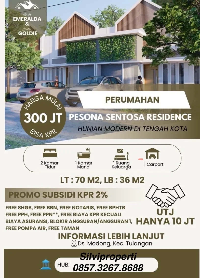 Jual Rumah di PESONA SENTOSA RESIDENCE Tulangan Sidoarjo Jawa Timur - Rumah Dijual Sidoarjo - ASA INDONESIA 085235111122 - BRIGHTON REAL ESTATE